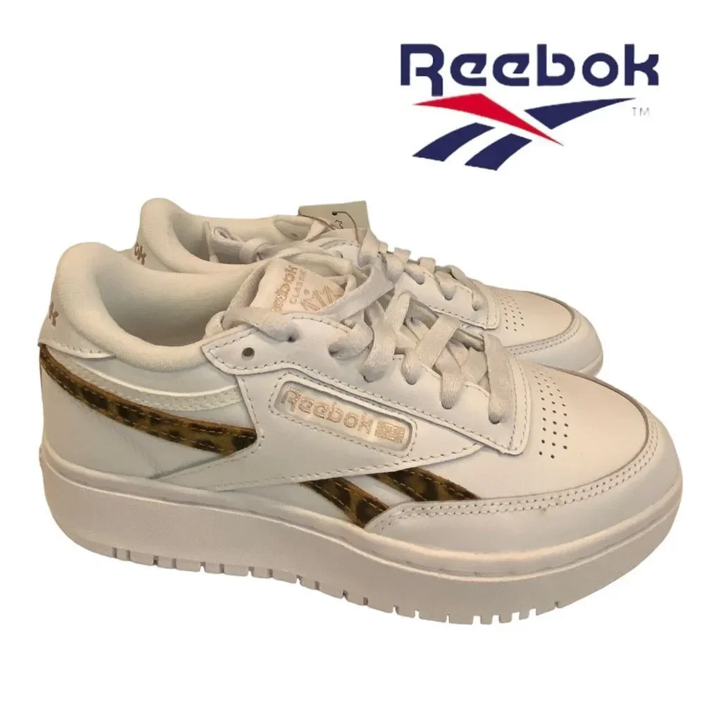 NEW Reebok Club C Double Revenge Geo Brown White Womens Tennis Shoes Sneakers 7
